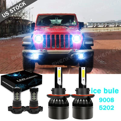 Para For Jeep Wrangler 2010 2011-2019 2020 Faro LED Hi/Low Beam + Luz antiniebla - Image 1 of 4