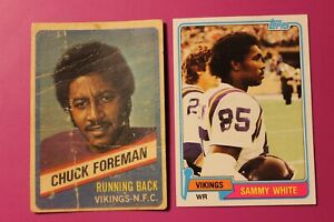 2 Minnesota Vikings Cards Chuck Foreman 1976 Topps Wonder Bread / Sammy White