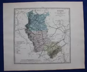 Mappa antica originale LOIRE, FRANCIA, ST ETIENNE, MONTBRISON, Le Vasseur, 1878 - Foto 1 di 4