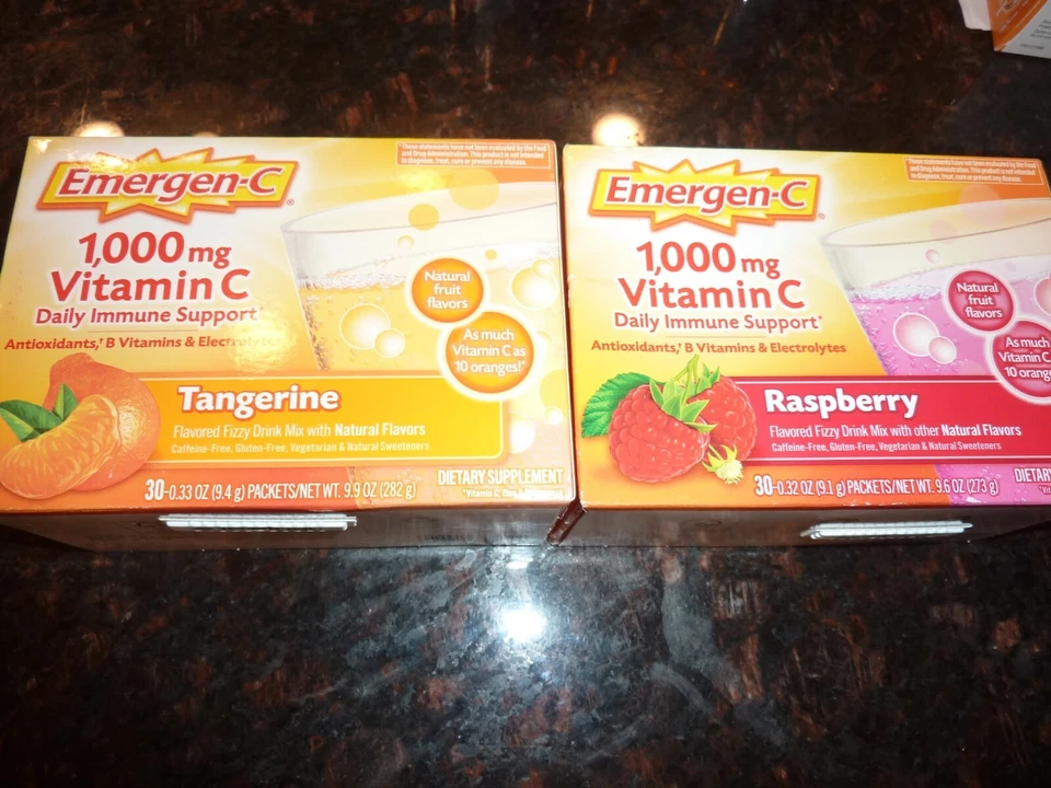 Emergen-C Vitamin C Packets 1000mg TANGERINE & RASPBERRY Daily Immune GET BOTH - Image 1 of 1