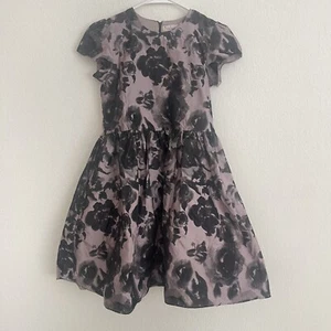 Halabaloo Girl's Size 14 Floral Print Dress Mauve x Black A Line Puff Sleeve - Picture 1 of 7