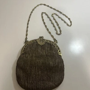 Vintage Christiana 100 % SEIDE Hand Abendtasche langes Kettenband - Bild 1 von 7