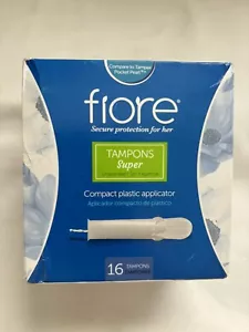 Fiore Tampons SUPER Unscented Compact Plastic Applicator 16 Per Box - Picture 1 of 3