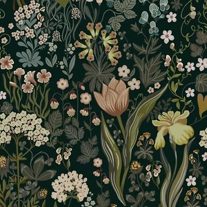 Peel and Stick Wallpaper Vintage Wallpaper Dark Green Wallpaper 16.1''x78.7'' - Picture 1 of 4