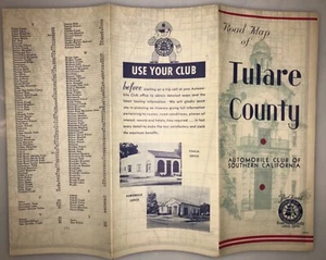 1940 Tulare County Automobile Club of South California Road Map ACSC AAA CA '40s - Picture 1 of 6