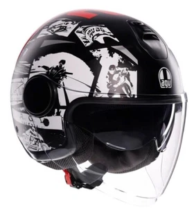 CASCO HELMET MOTO JET AGV ETERES HISTORY BLACK GREY RED TG S - Foto 1 di 7