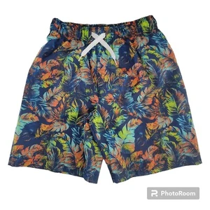 Boy’s Size 4 Swim Trunk Blue Tropical Leaf Pattern Beach Pool Short Summer wear - Picture 1 of 6