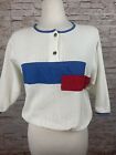 Vintage 80&#39;s Boat Shirt Preppy Knit Red White Blue Bay Club USA Small