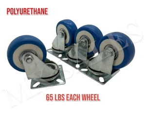 4 Stück 2 Zoll Laufräder Lenkplatte auf blauen Polyurethanrädern PU - Bild 1 von 1