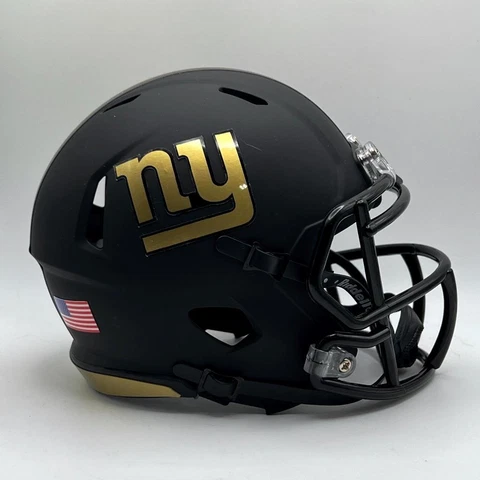 New York Giants CUSTOM Matte Black - Metallic Gold Mini Football Helmet Cover
