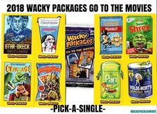 2018 Wacky Packages Go To The Movies "PICK-A-SINGLE" YELLOW Sticker Cards 👀