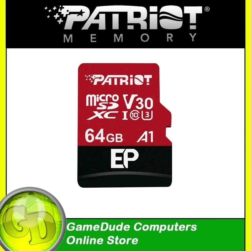 PATRIOT EP SERIES 64GB Micro SD / SD SDXC UHS-3 - 4K Extreme PEF64GEP31MCX F32* - Image 1 of 3