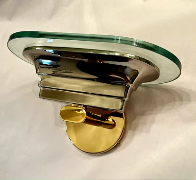 Vintage 1970's Martini Italian Art Deco Halogen Wall Sconces PAIR(2) Gold/Nickel - Image 1 of 4