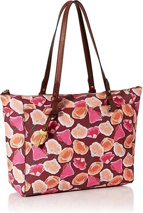 Fossil Rachel Tote Handbag Pink Floral ZB7446664 Brass Hardware Retail