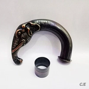 Antique Solid Brass Elephant Head Handle For Designer Walking STICK WOODEN Cane - Picture 1 of 6