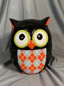 HARRY & DAVID 9" Owl Cookie Jar Argyle Sweater 2015 Limited Edition Rare - Picture 1 of 6