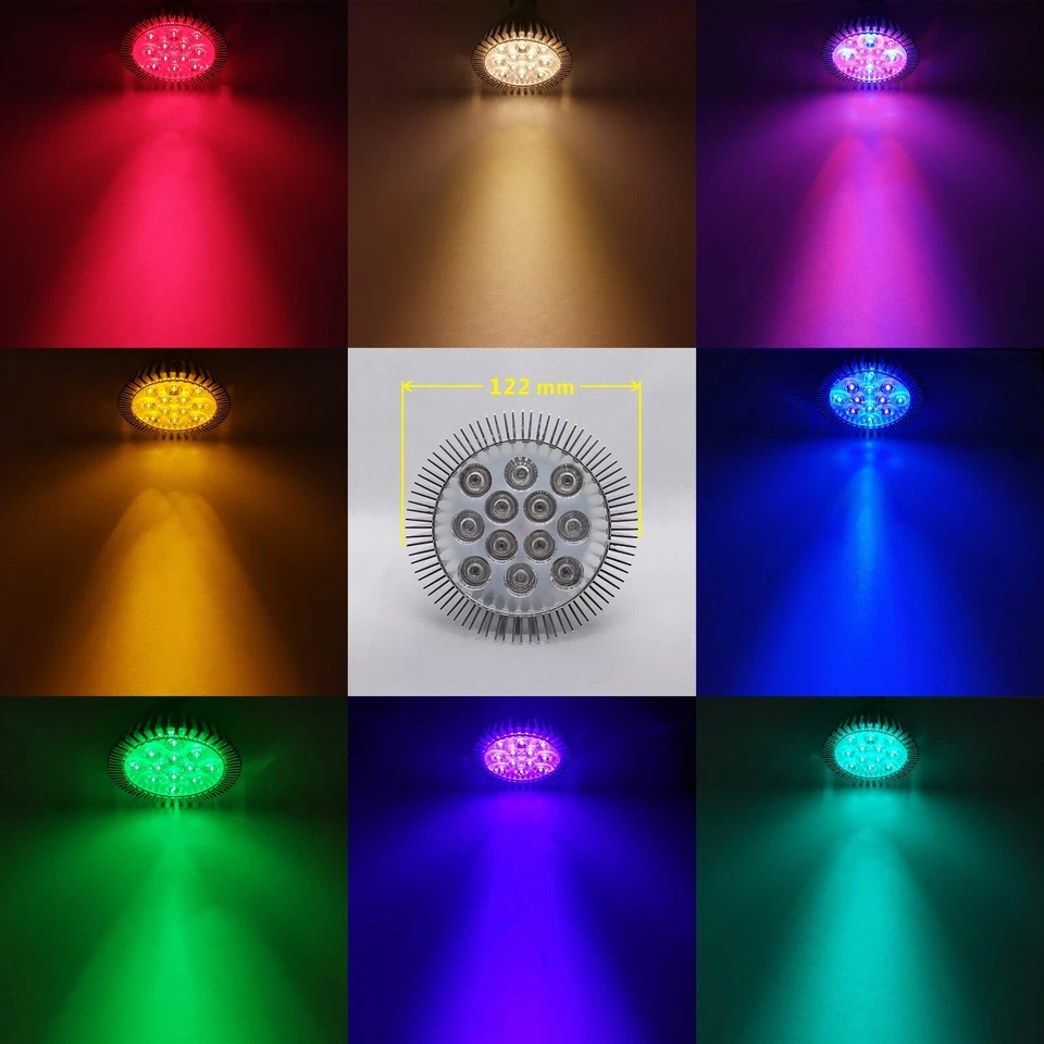 12W 12V PAR38 Green Blue Red Yellow Purple UV LED Lamp Light Bulb Plant Aquarium - Image 1 of 4