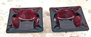 PAIR Anchor Hocking Royal Ruby Red Glass Ashtray 1960s Mid-Century Modern 3 3/8" - Picture 1 of 6