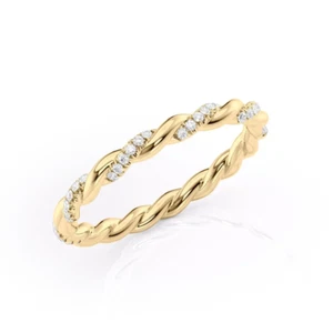 18K Yellow Gold Lab Created Engagement Band Round Cut 0.15 Ct 2.5 MM - Picture 1 of 8
