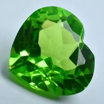 Rare Loose Gemstone Excellent 10 Ct Natural Green Peridot Heart Shape CERTIFIED - Image 1 of 4