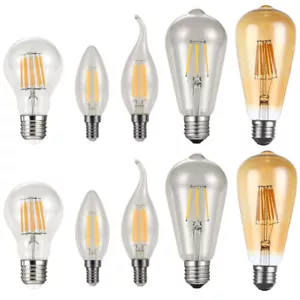 E14 E27 LED Vintage Filament Light Candle Globe Bulb 2W 4W 6W 8W Lamps ST64 220V - Picture 1 of 15