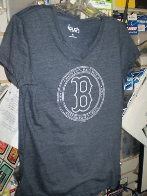 BOSTON RED SOX LADIES TOUCH GRAY V-NECK SHORT SLEEVE T-SHIRT  ADULT SMALL NWT - Image 1 of 2
