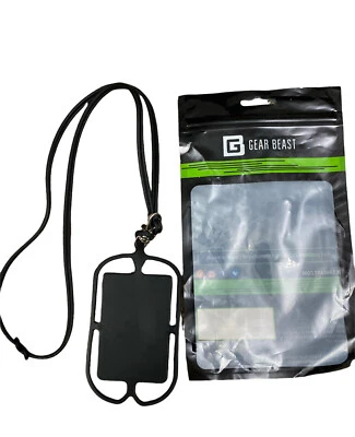 Gear Beast Lanyard Cell Phone Holder ID Credit Card Pocket Universal Black NEW - Image 1 of 4