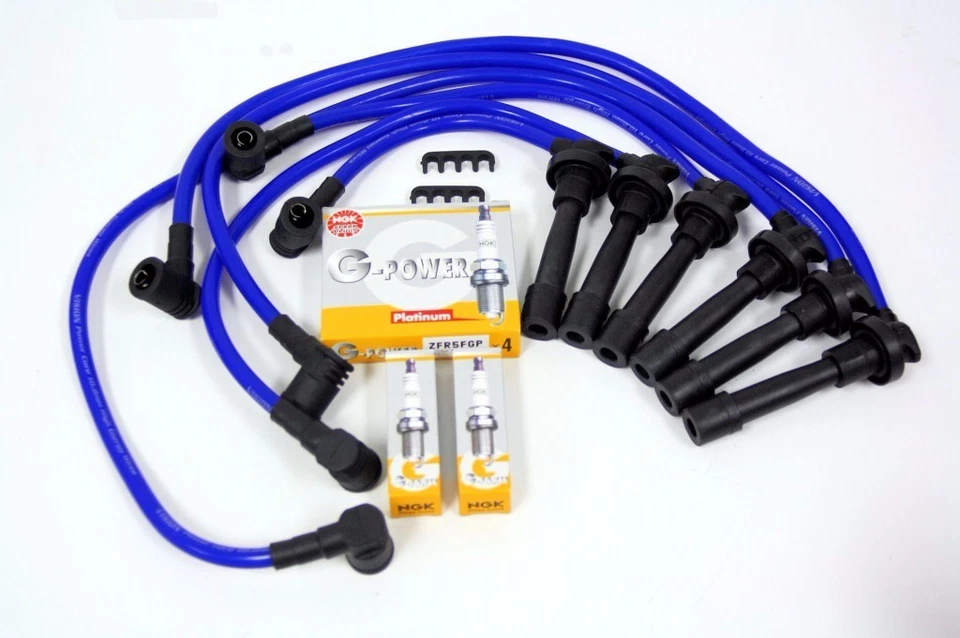 VMS MITSUBISHI 3000GT 10.2MM RACING SPARK WIRES & NGK PLATINUM PLUGS COMBO BLUE - Image 1 of 1