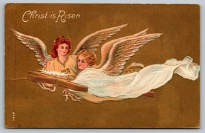 Vintage Easter Postcard Christ is Risen Angels Religious Holiday - Picture 1 of 2