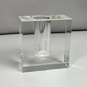 Minimalist Acrylic Cube Bud Vase Off Set Clear Block Plant Propagator Square 4” - Picture 1 of 18