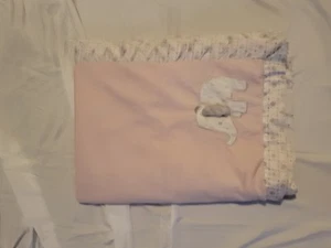 Wendy Bellissimo Pink Gray Elephant Baby Blanket 30 X 40 satin trim EUC - Picture 1 of 4