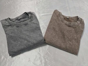 2 Vintage Acid Wash Oversized Baumwolle Uni T-Shirts Grunge Punk Faded Unisex 3XL - Bild 1 von 10