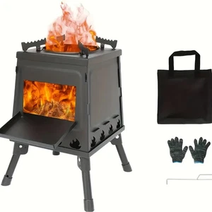 Wood Burning Camp Stove Portable For Outdoor Hiking Picnic BBQ Travel Black - Picture 1 of 3