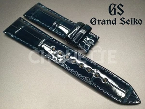 OEM Grand Seiko SBGW049 / 9S64-00J0 19mm Navy Crocodile Leather Band Strap JAPAN - Picture 1 of 8