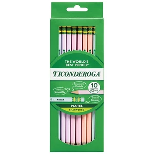 Ticonderoga® Pastel Pencils, #2 Soft, Assorted Colors, Pack of 10 Pencils - Picture 1 of 6