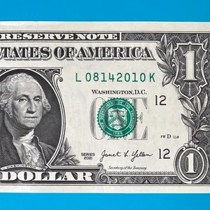 August 14, 2010 (L 08142010 K) BIRTHDAY Note $1 One Dollar Bill *UNC* - Picture 1 of 4