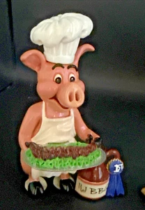 KING OF THE BBQ - PIG CHEF Pewter ~ Culinary Collectible Sculpture ~ RON LEE  LE - Picture 1 of 11