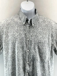 Billy Reid Mens Short Sleeve Button Down Shirt Size Large Reverse Print Gray - Picture 1 of 12