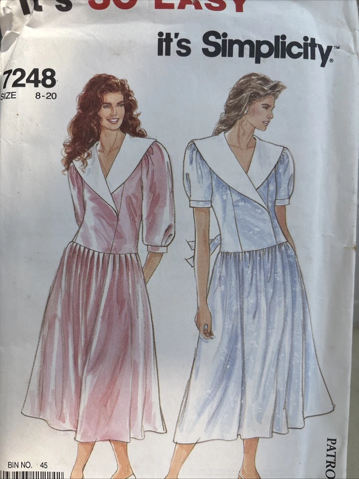 Vintage 80s Dress Patterns Simplicity 7248, McCalls 4092 - Image 1 of 4