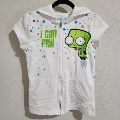 Sudadera con Capucha Mighty Fine Hot Topic White Invader Zim Gir Manga Corta Cremallera (2007) - M Foto 1 de 4