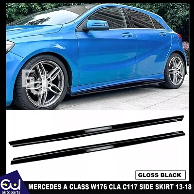 E.U. AUTOPARTS LTD FOR MERCEDES A CLASS W176 CLA C117 SIDE SKIRT HATCHBACK AMG LINE EXTENSION BLADE