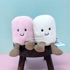 Jellycat AMUSEABLE PINK AND WHITE MARSHMALLOWS Soft Plush Toy NWT CUTE Rare HTF!