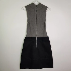 Lipsy London Knit Sleeveless Slim Smart Dress Womens Size 8UK Grey Black Zip - Foto 1 di 11