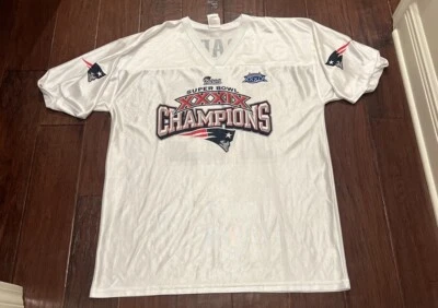 NFL New England Patriots Super Bowl XXXIX Campeones Tom Brady #12 Camiseta Blanca L Foto 1 de 4