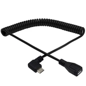 Micro 5Pin USB B Coiled Data Charging Cable | Male to Female | Right Angle - Picture 1 of 3