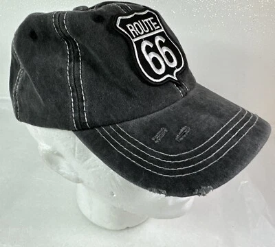 Gorra de béisbol de algodón ajustable con correa trasera Route 66 gris envejecido talla única Foto 1 de 4
