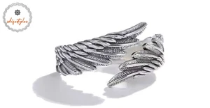 Finger Ring Women Silver plated Adjustable Angel Feather Wings Freedom - Picture 1 of 19