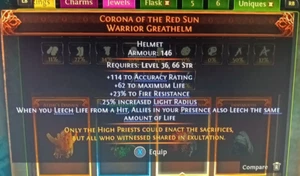 💣 Path of Exile 2 Dawn of the Hunt 💣 CORONA OF THE RED SUN💣 Unique Helmet💣 - Picture 1 of 1