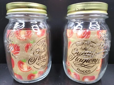 (2) Bormioli Rocco Quattro Stagioni 17 унций банки для консервирования с золотыми крышками Италия НОВЫЕ - Изображение 1 из 4