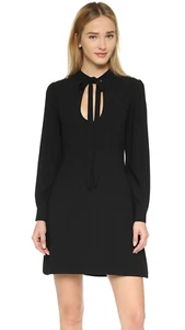 $299 Jill Stuart Black Deep Vneck Plunging Neck Tie Dress 2 NWT J435 - Picture 1 of 9